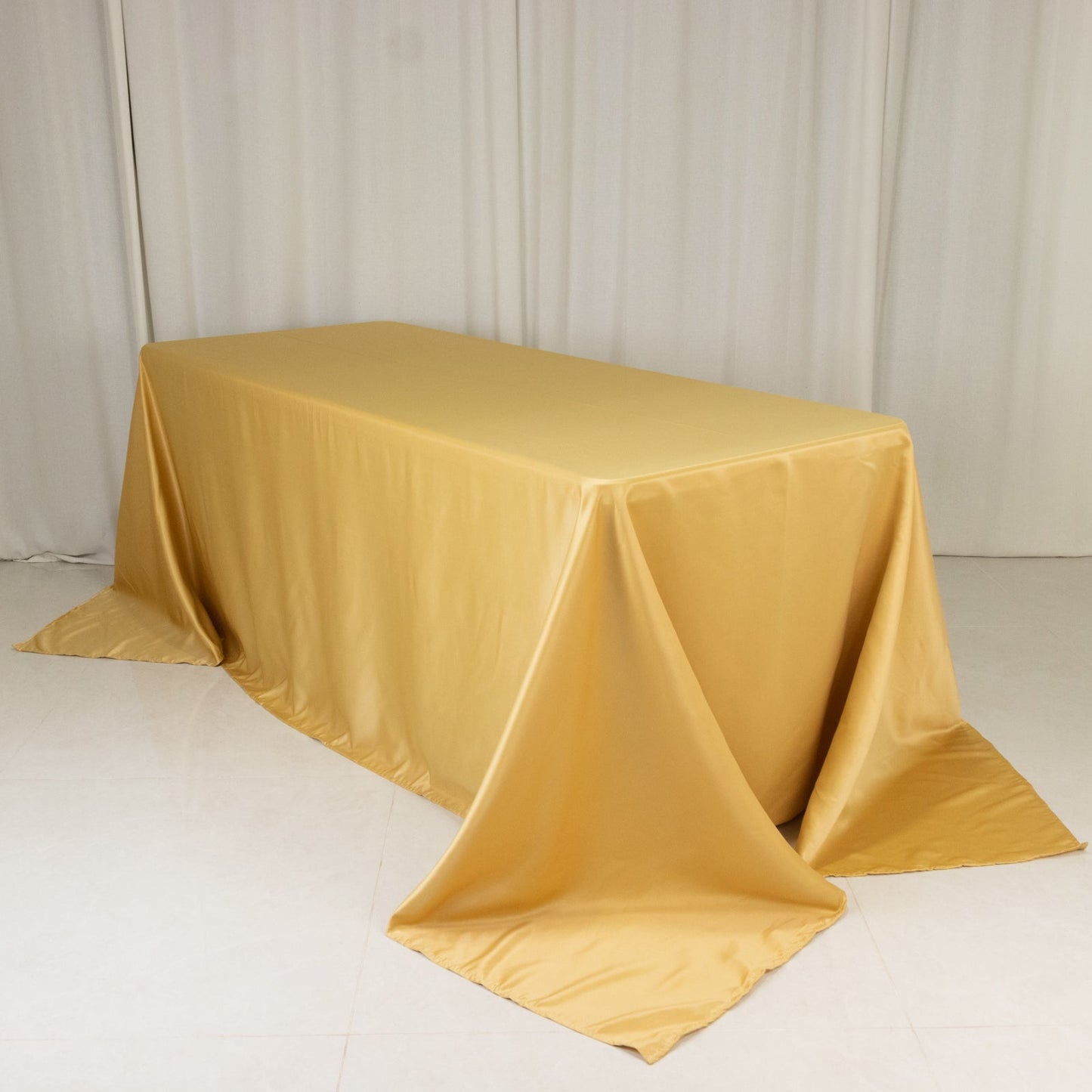 Lamour Satin 90"x132" Rectangle Tablecloth Champagne - Soft & Silk-Like Seamless Table Cover