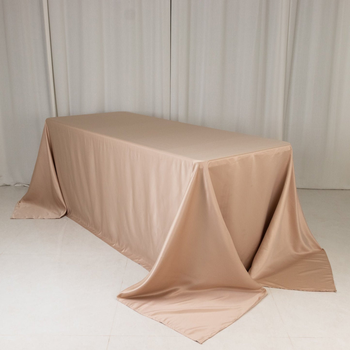 Lamour Satin 90"x132" Rectangle Tablecloth Nude - Soft & Silk-Like Seamless Table Cover