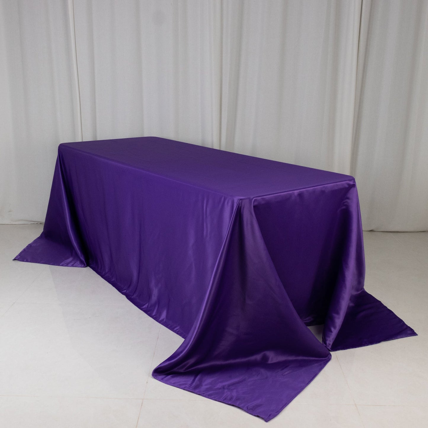 Lamour Satin 90"x132" Rectangle Tablecloth Purple - Soft & Silk-Like Seamless Table Cover