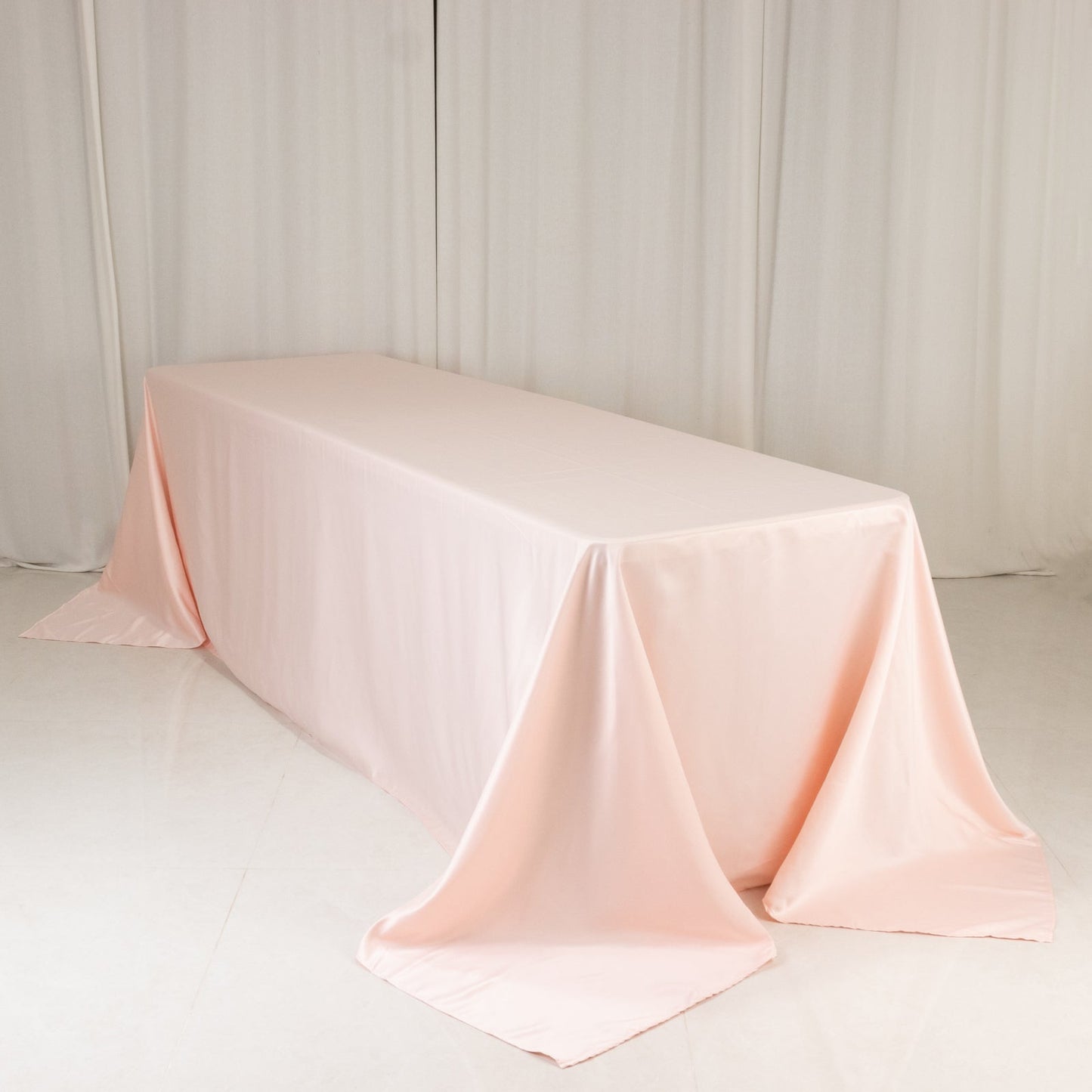 Lamour Satin 90"x156" Rectangle Tablecloth Blush - Luxurious, Soft Seamless Table Cover