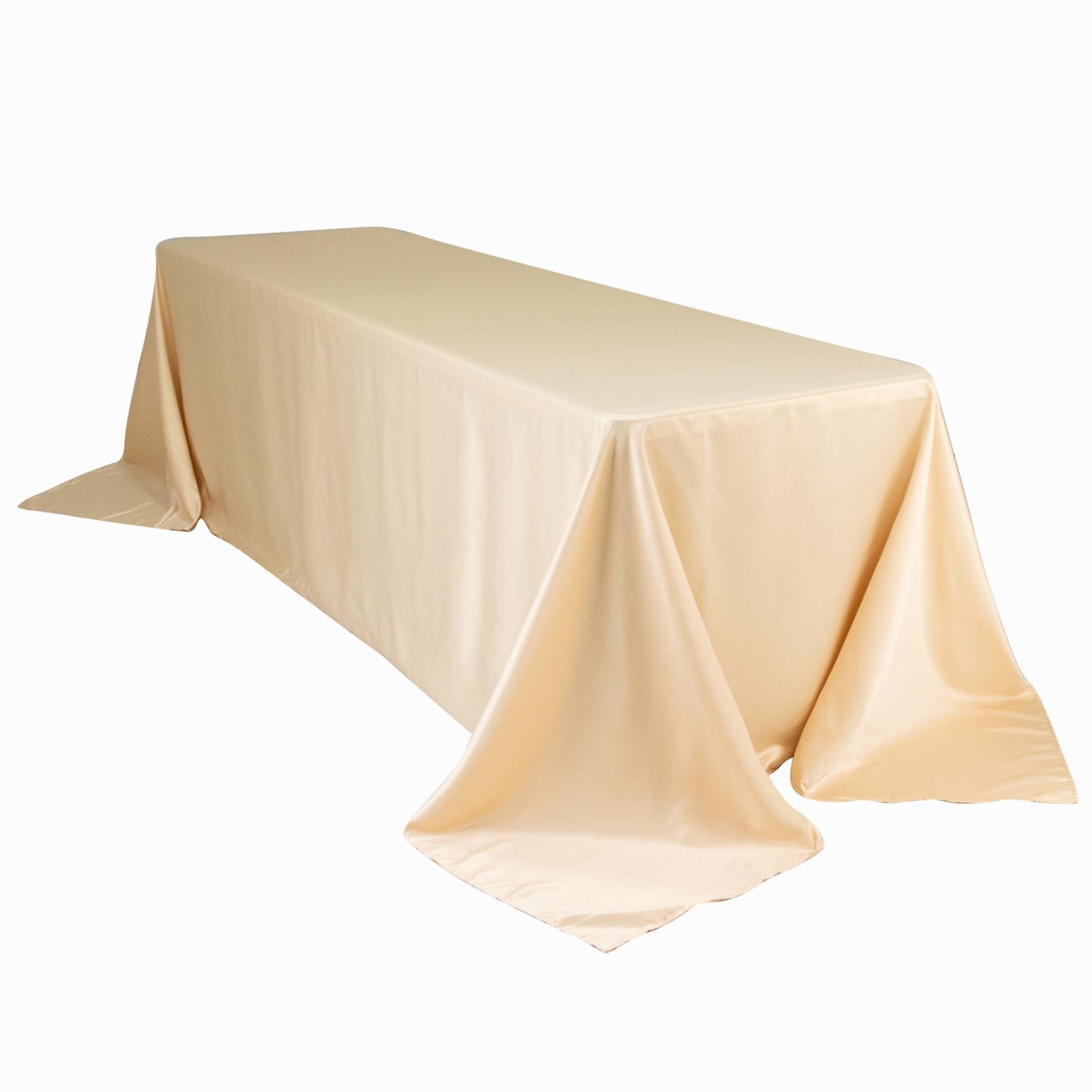 Lamour Satin 90"x156" Rectangle Tablecloth Beige - Luxurious, Soft Seamless Table Cover