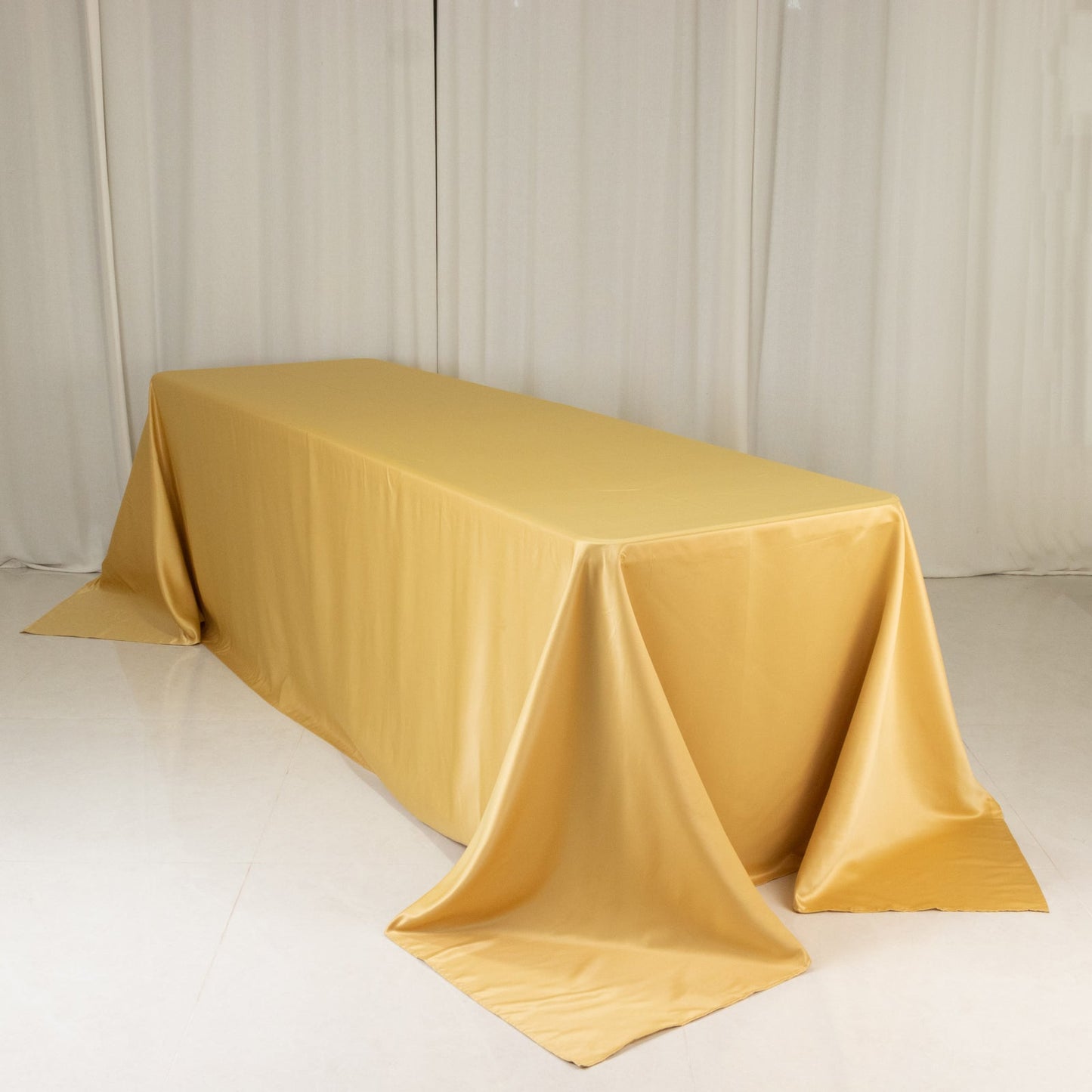 Lamour Satin 90"x156" Rectangle Tablecloth Champagne - Luxurious, Soft Seamless Table Cover