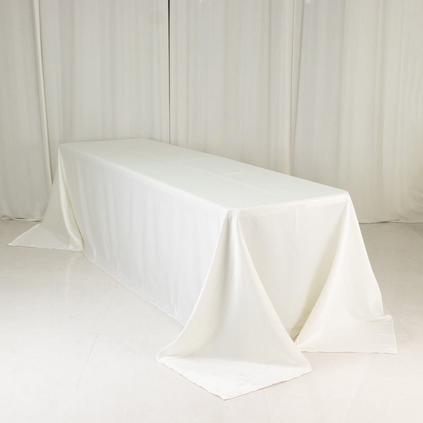 Lamour Satin 90"x156" Rectangle Tablecloth Ivory - Luxurious, Soft Seamless Table Cover