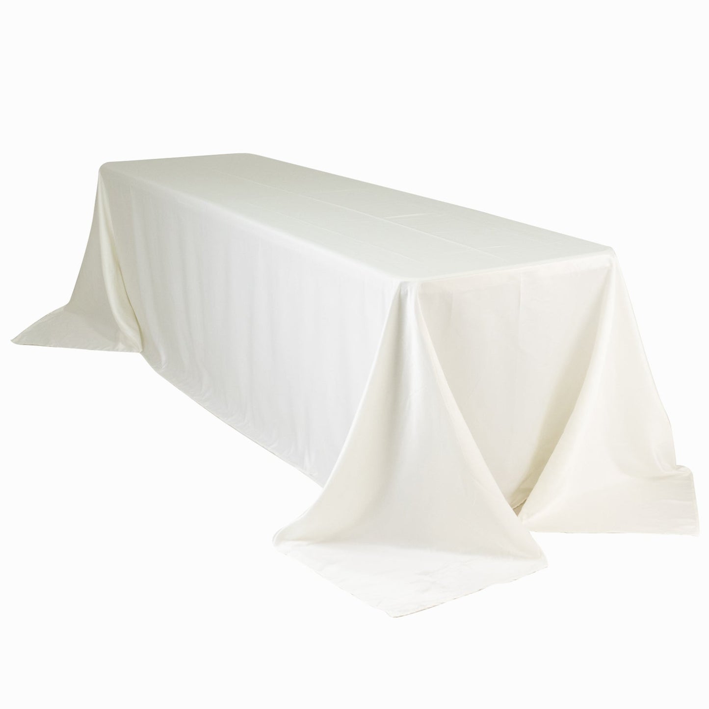 Lamour Satin 90"x156" Rectangle Tablecloth Ivory - Luxurious, Soft Seamless Table Cover