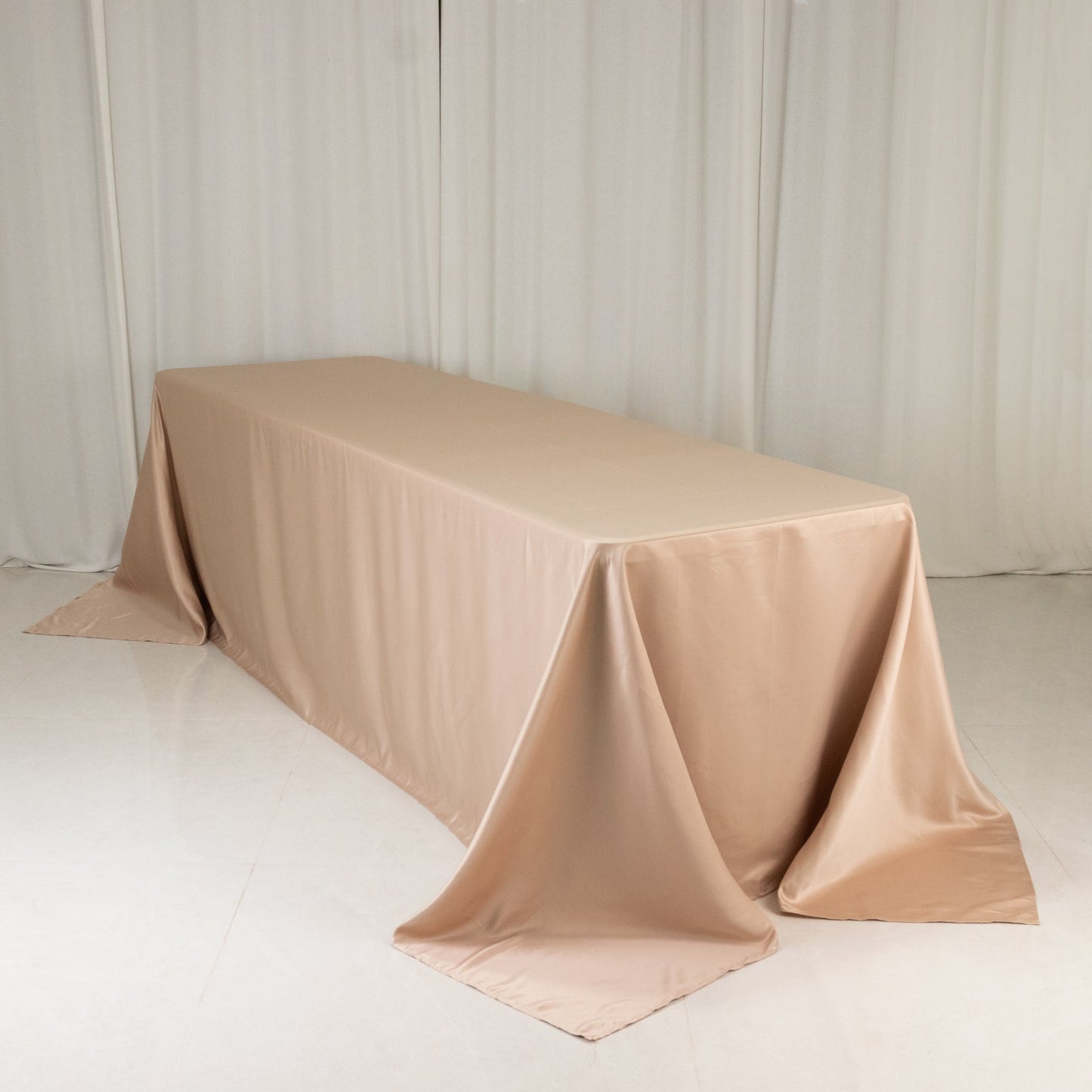Lamour Satin 90"x156" Rectangle Tablecloth Nude - Luxurious, Soft Seamless Table Cover