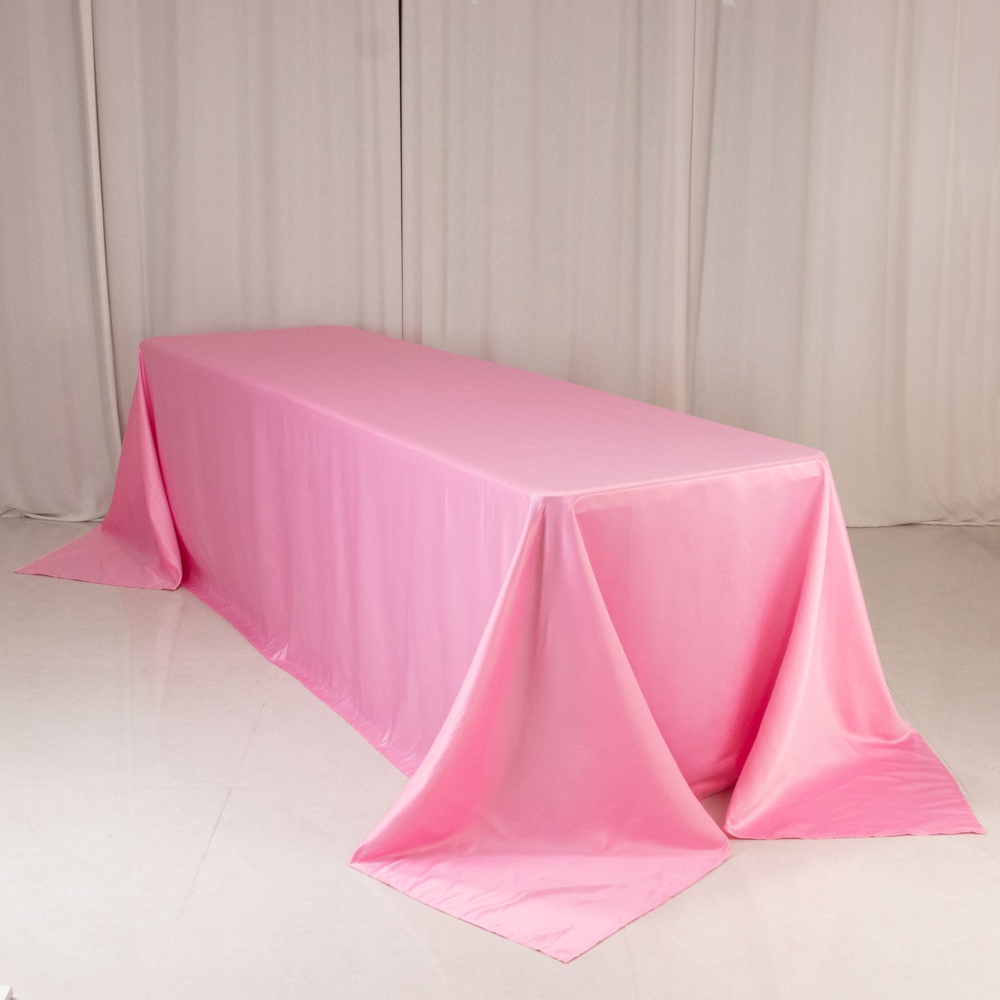 Lamour Satin 90"x156" Rectangle Tablecloth Pink - Luxurious, Soft Seamless Table Cover