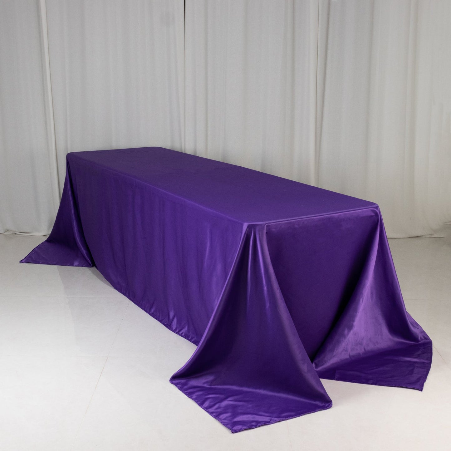 Lamour Satin 90"x156" Rectangle Tablecloth Purple - Luxurious, Soft Seamless Table Cover