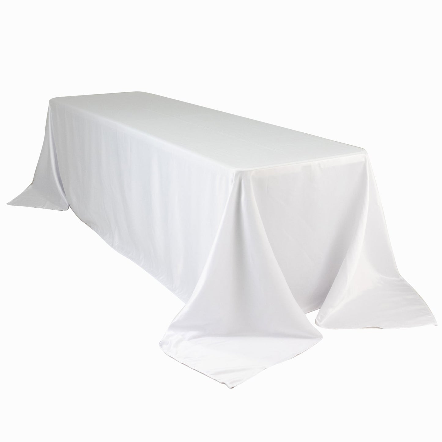 Lamour Satin 90"x156" Rectangle Tablecloth White - Luxurious, Soft Seamless Table Cover for Stylish Settings