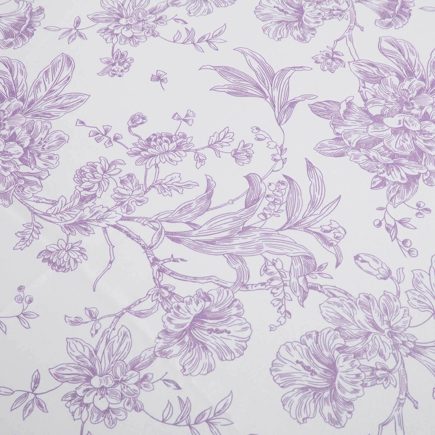 Polyester 108" Round Tablecloth White - Lavender Lilac French Toile Pattern for Chic Weddings