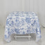 Polyester 70"x70" Table Overlay White - Blue French Toile Pattern for Stylish Events