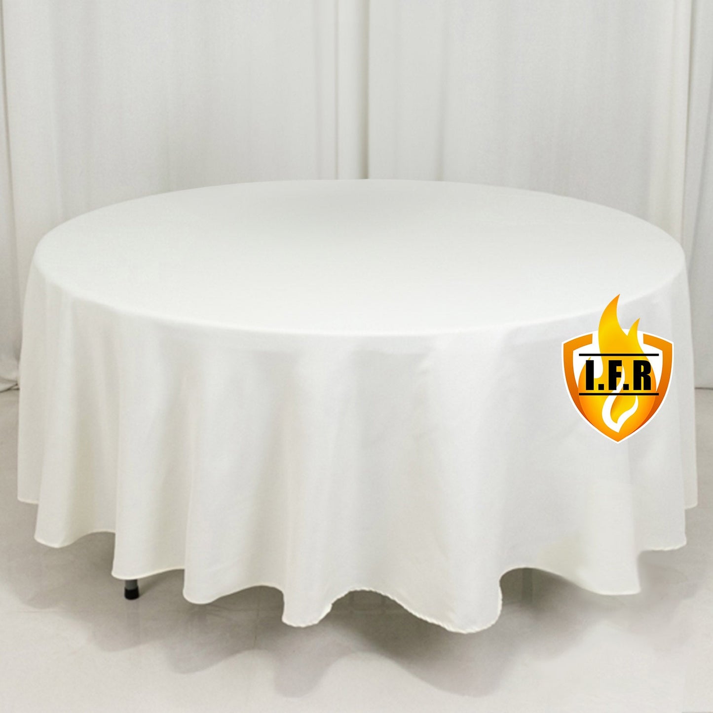 Fire Retardant Premium Polyester 108" Round Tablecloth Ivory - High-Performance Table Cover