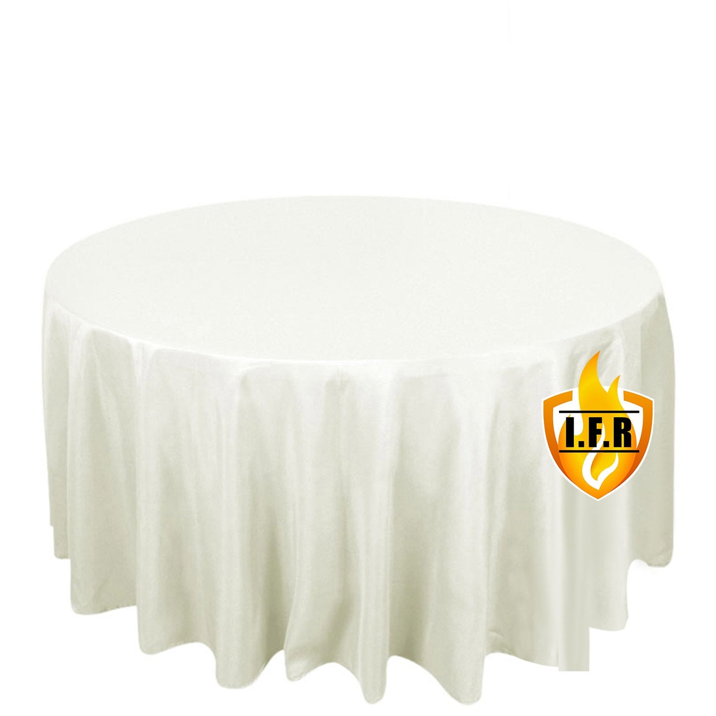 Fire Retardant Premium Polyester 120" Round Tablecloth Ivory - High-Performance Seamless Table Cover