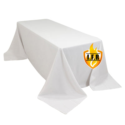 Fire Retardant Premium Polyester 90"x132" Rectangular Tablecloth White - Stylish High-Performance Seamless Table Cover for Large Gatherings