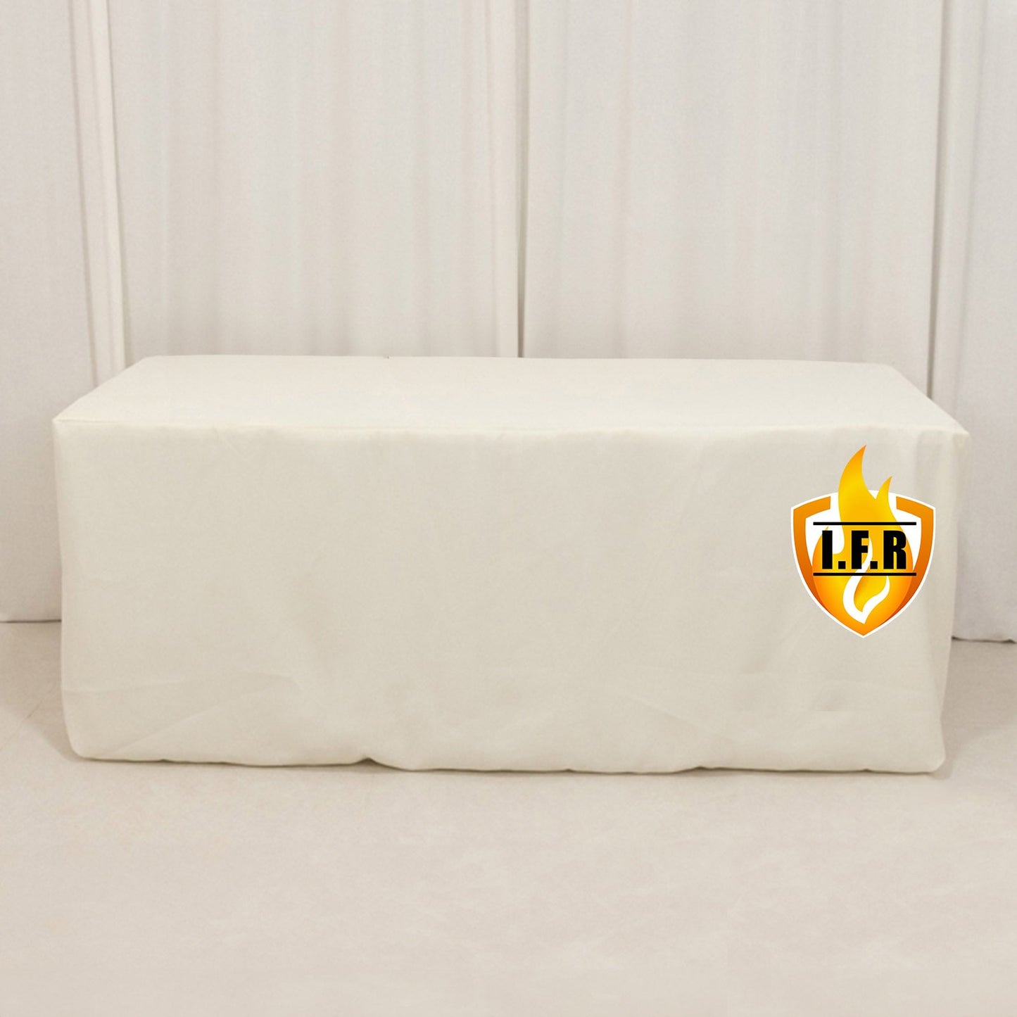 Fire Retardant Premium Polyester 6ft Rectangular Tablecloth Ivory Fitted High-Performance Table Cover
