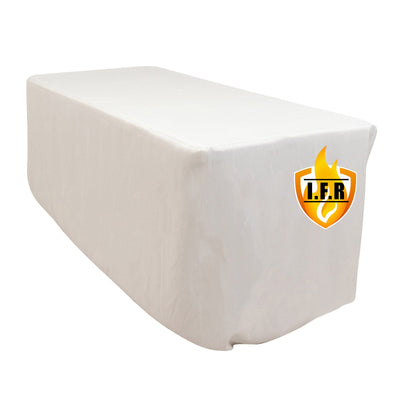 Fire Retardant Premium Polyester 6ft Rectangular Tablecloth White Fitted High-Performance Table Cover for Large Gatherings