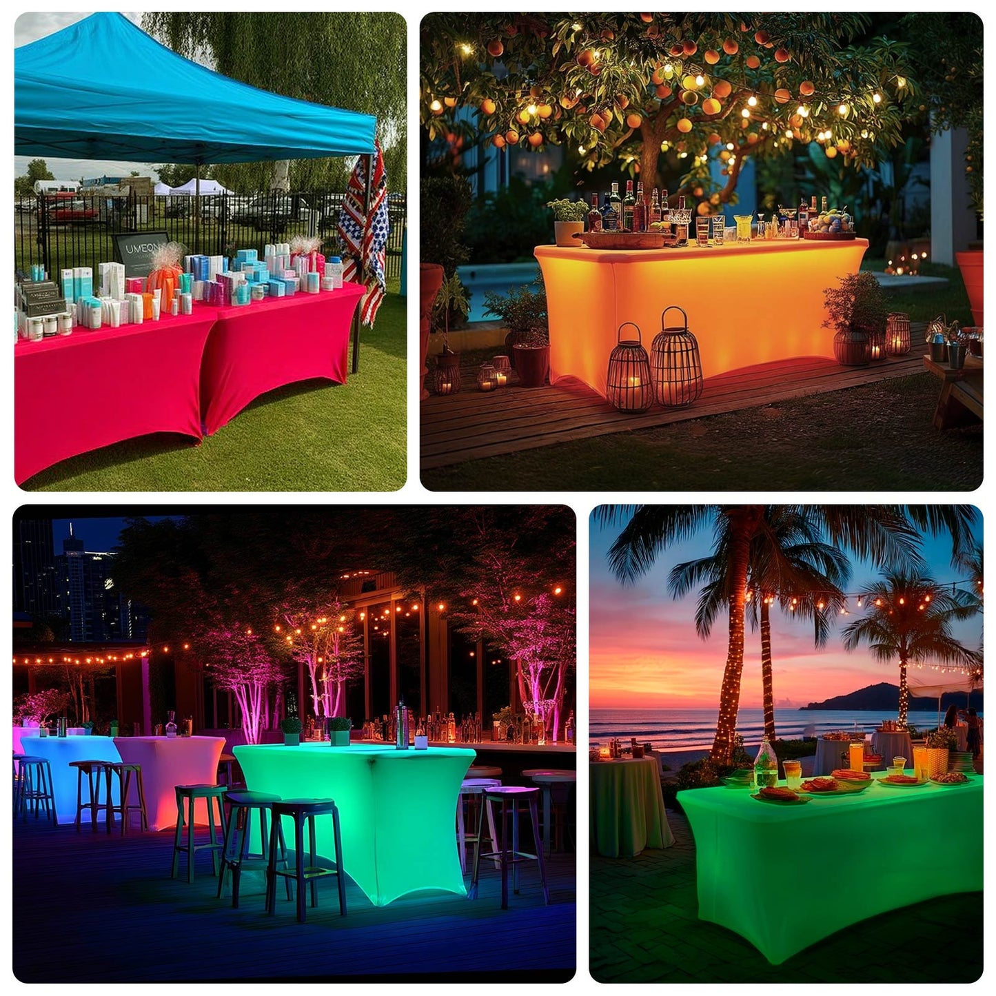 Glow Neon Fuchsia Fitted Spandex Tablecloth â€“ 6ft Rectangle, Wrinkle-Free Cover