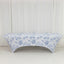 8ft Spandex Fitted Rectangle Tablecloth â€“ White & Blue French Toile Wrinkle-Free Stretch Table Cover