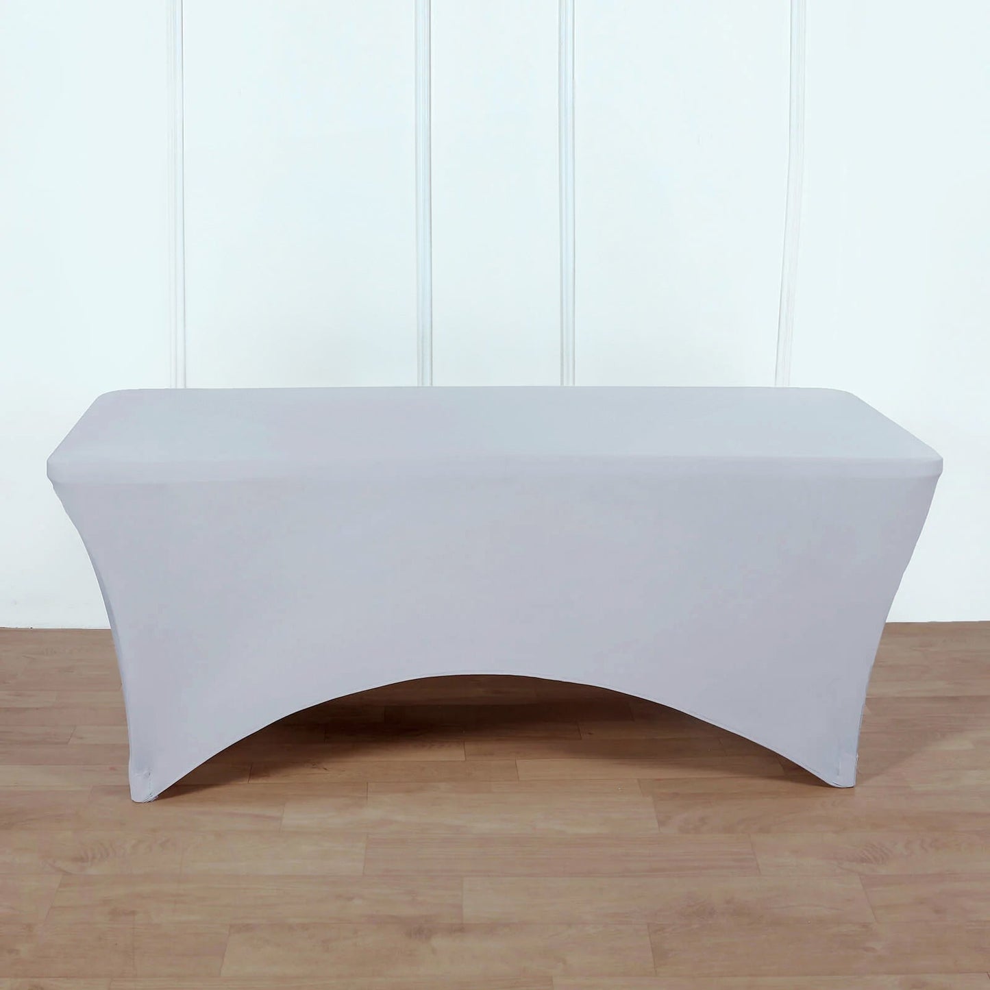 Stretch Spandex 96"x30" Rectangle Table Cover Silver - Durable Form-Fitting Tablecloth