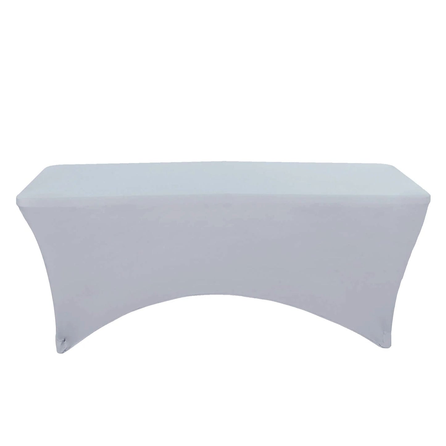 Stretch Spandex 96"x30" Rectangle Table Cover Silver - Durable Form-Fitting Tablecloth