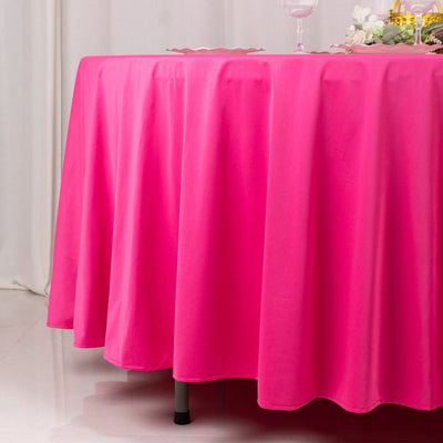 Scuba Round 108" Tablecloth Fuchsia - Wrinkle Free & Stain Resistant Table Cover