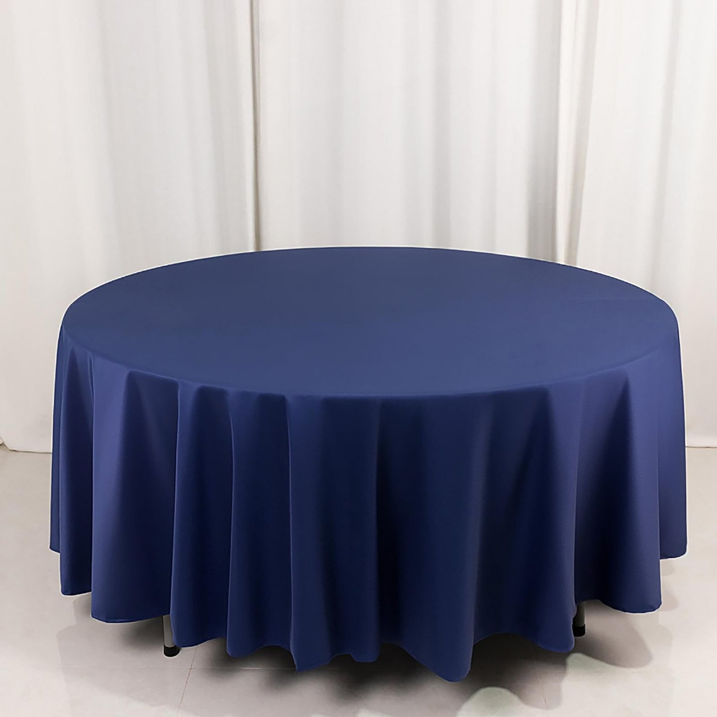 Scuba Round 108" Tablecloth Navy Blue - Wrinkle Free & Stain Resistant Table Cover