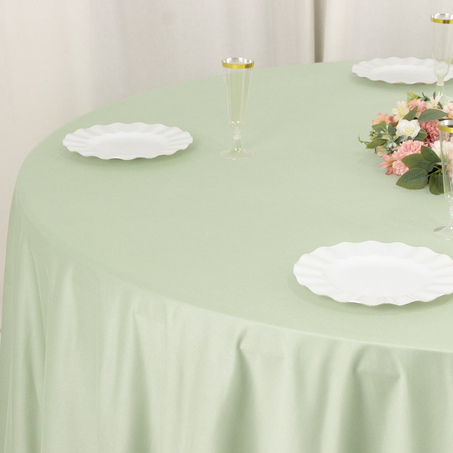 Scuba Round 108" Tablecloth Sage Green - Wrinkle Free & Stain Resistant Table Cover