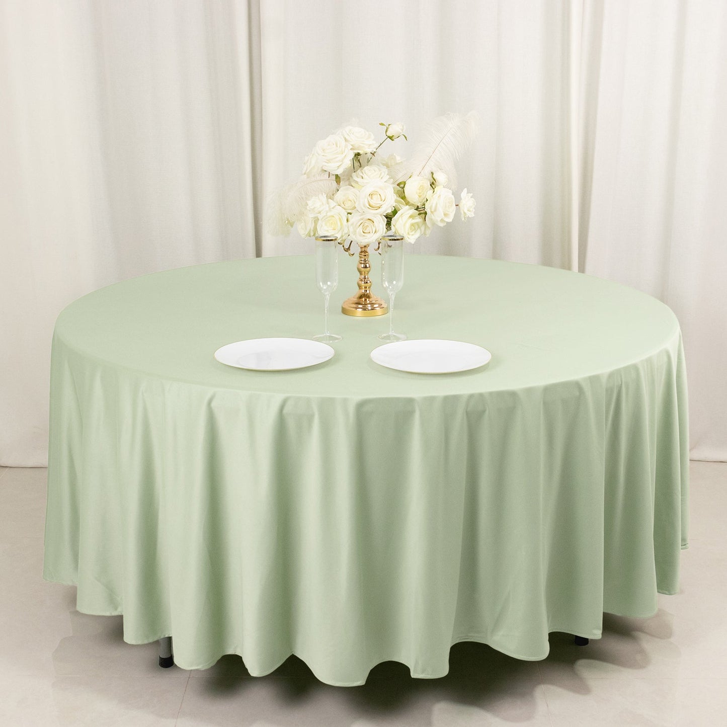 Scuba Round 108" Tablecloth Sage Green - Wrinkle Free & Stain Resistant Table Cover