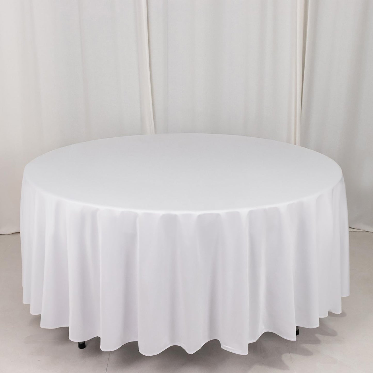 Scuba Round 108" Tablecloth White - Wrinkle Free & Stain Resistant Table Cover for Exquisite Events