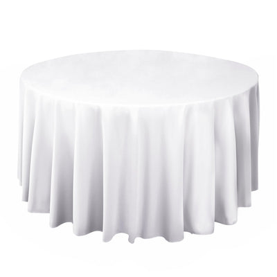 Scuba Round 108" Tablecloth White - Wrinkle Free & Stain Resistant Table Cover for Exquisite Events