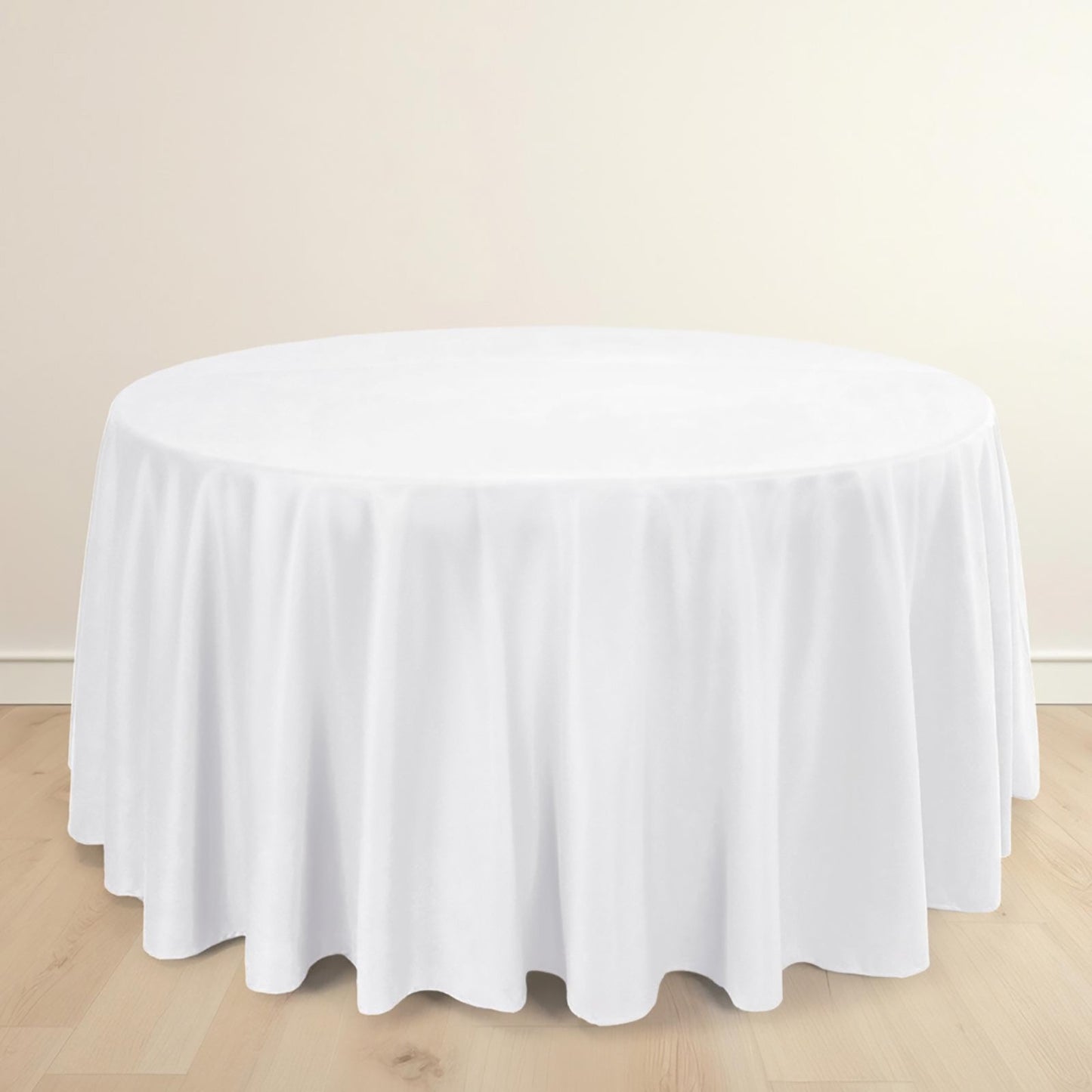 Scuba Round 120" Tablecloth White - Wrinkle Free & Stain Resistant Seamless Table Cover for Weddings & Events