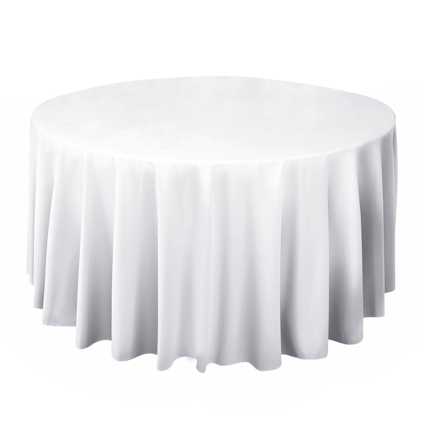 Scuba Round 120" Tablecloth White - Wrinkle Free & Stain Resistant Seamless Table Cover for Weddings & Events