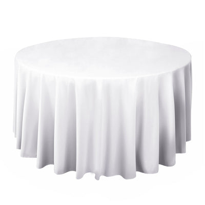 Scuba Round 120" Tablecloth White - Wrinkle Free & Stain Resistant Seamless Table Cover for Weddings & Events