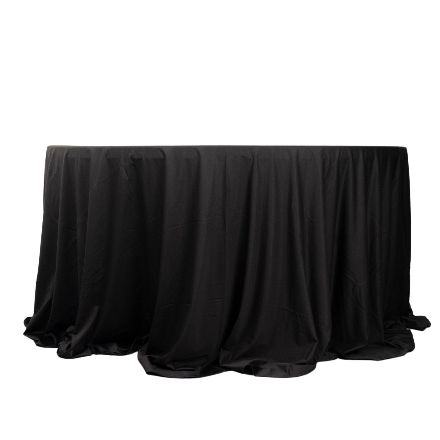Scuba Round 132" Tablecloth Black - Wrinkle Free & Stain Resistant Seamless Table Cover for Weddings & Events
