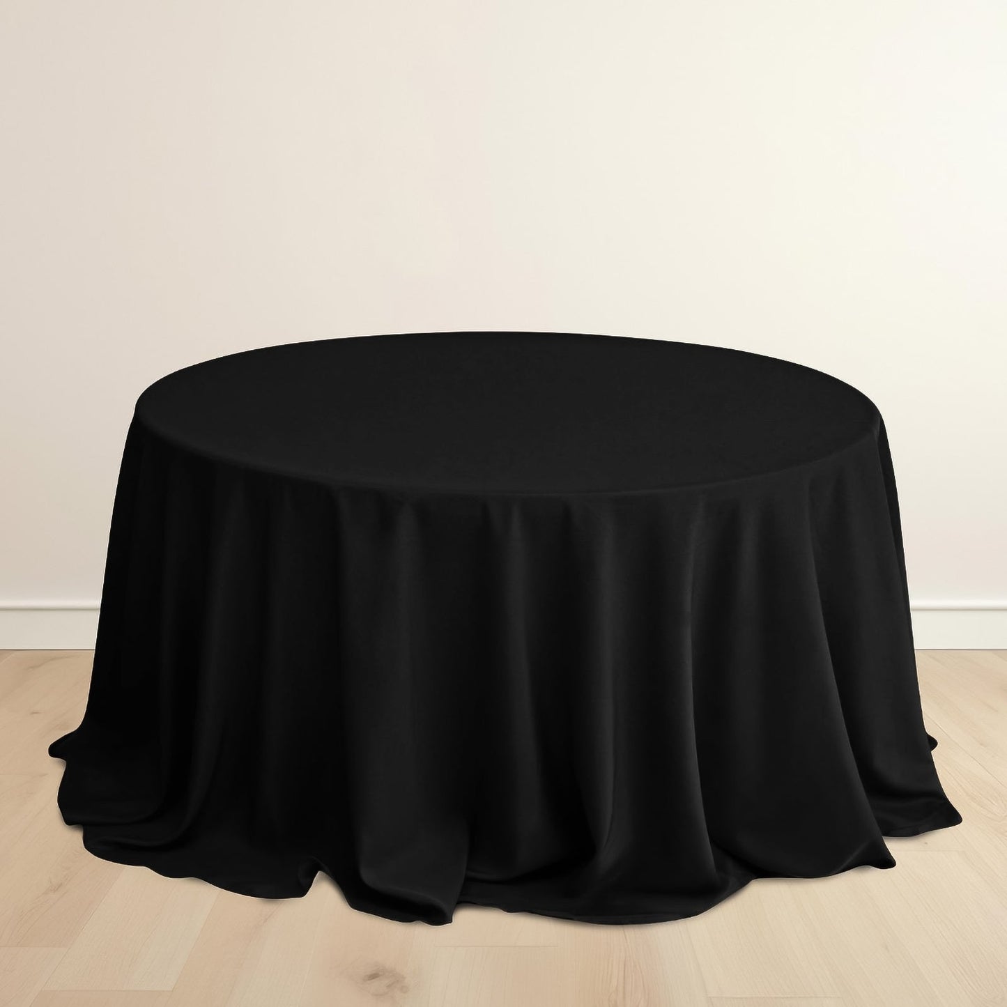 Scuba Round 132" Tablecloth Black - Wrinkle Free & Stain Resistant Seamless Table Cover for Weddings & Events