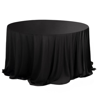 Scuba Round 132" Tablecloth Black - Wrinkle Free & Stain Resistant Seamless Table Cover for Weddings & Events
