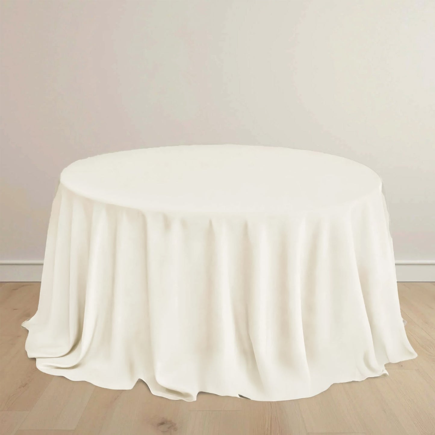 Scuba Round 132" Tablecloth Ivory - Wrinkle Free & Stain Resistant Seamless Table Cover
