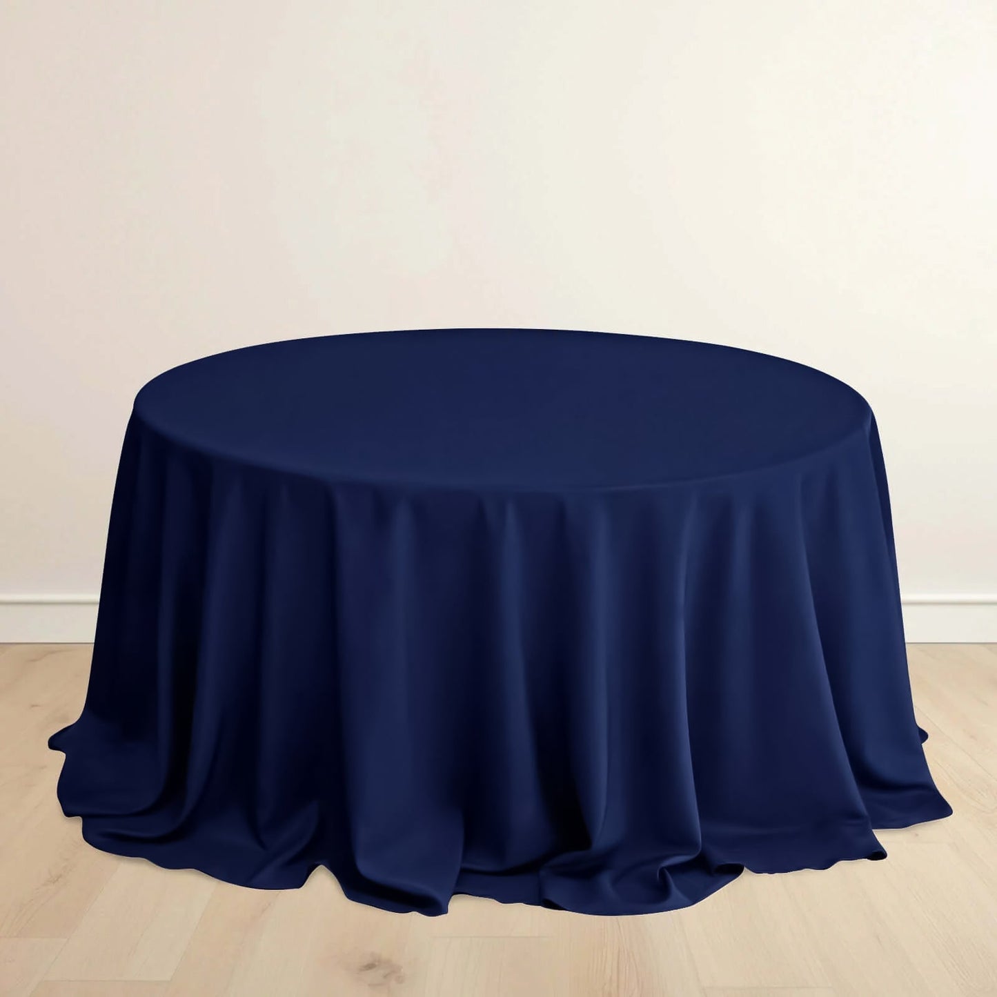 Scuba Round 132" Tablecloth Navy Blue - Wrinkle Free & Stain Resistant Seamless Table Cover
