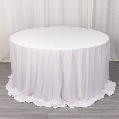 Scuba Round 132" Tablecloth White - Wrinkle Free & Stain Resistant Seamless Table Cover for Weddings & Events
