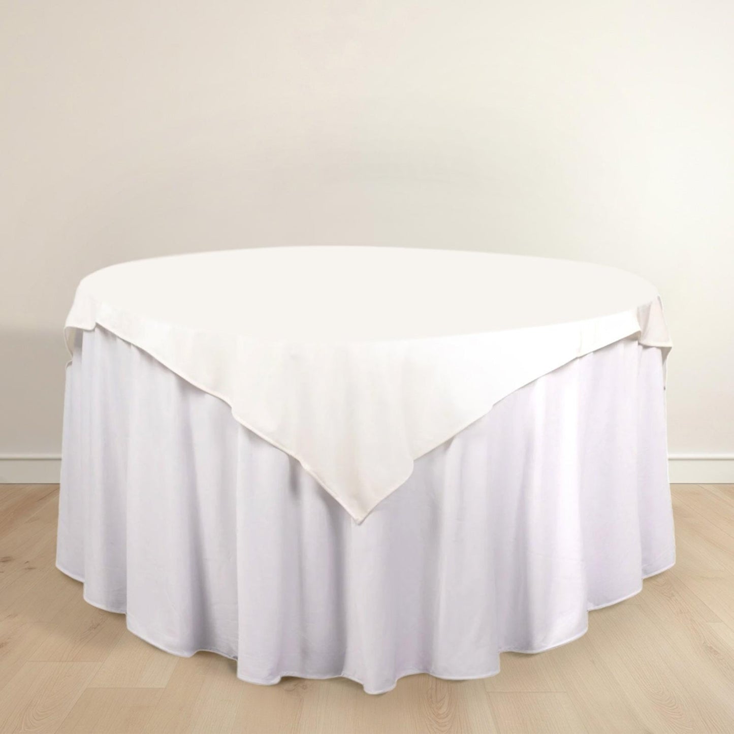 Scuba 54"x54" Table Overlay Square Tablecloth Ivory - Wrinkle Free & Stain Resistant Table Cover