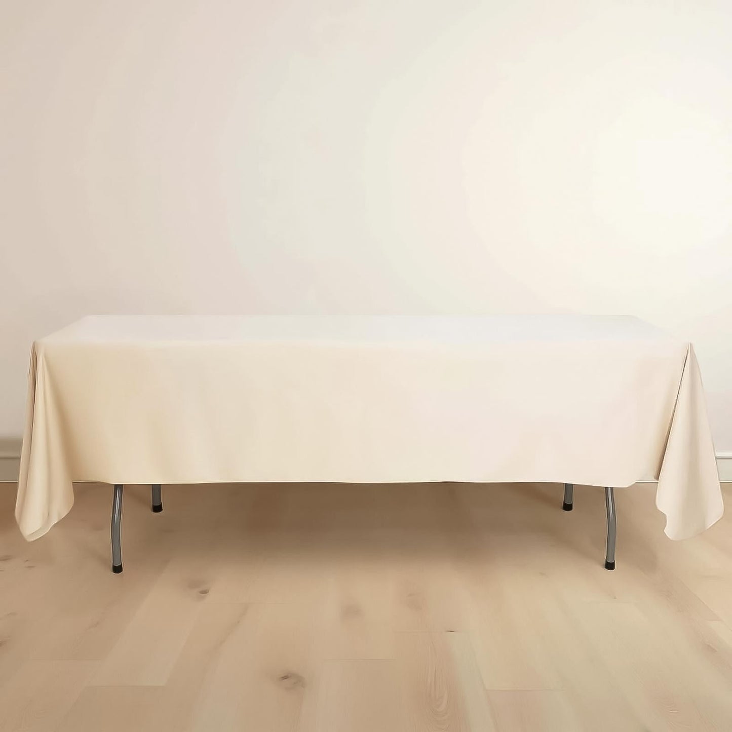 Scuba Rectangular 60"x102" Tablecloth Beige - Wrinkle Free & Stain Resistant Table Cover