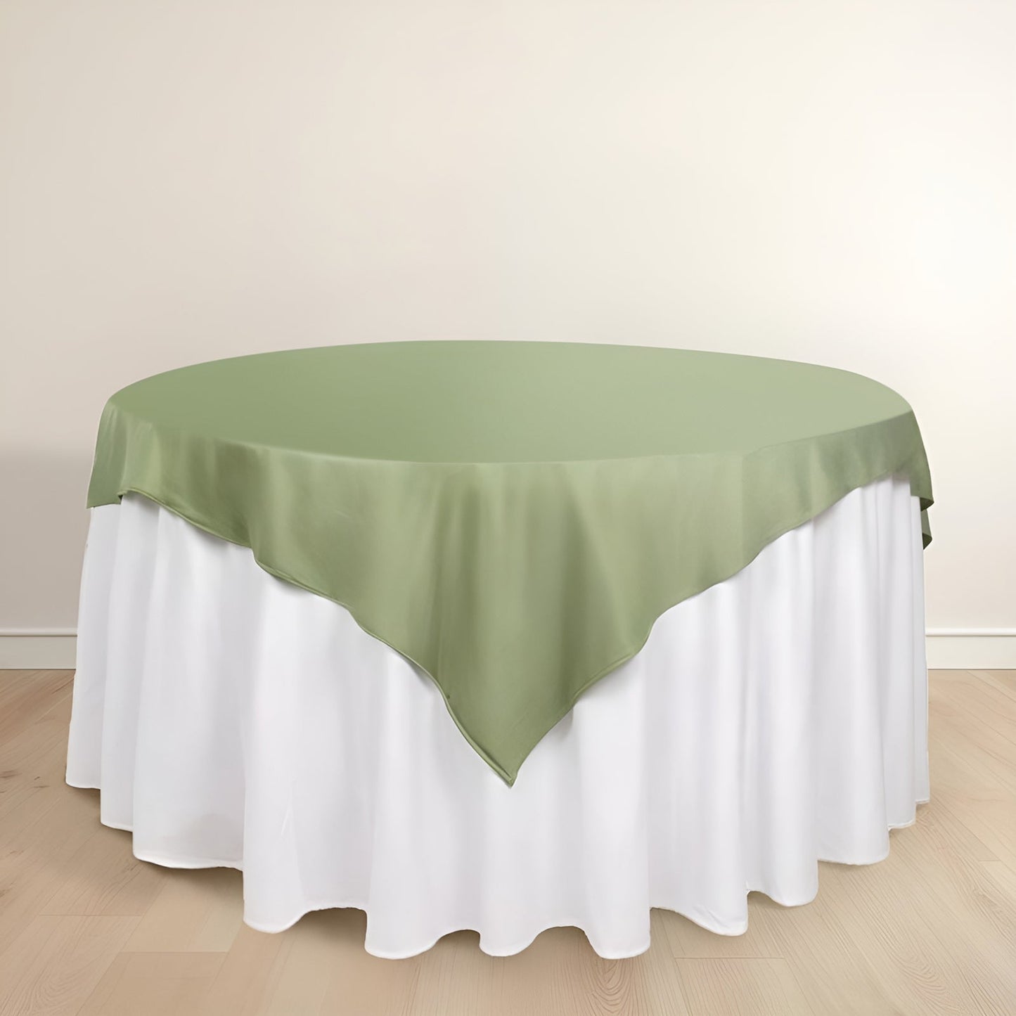 Scuba 70"x70" Table Overlay Square Tablecloth Dusty Sage Green - Wrinkle Free & Stain Resistant Table Cover