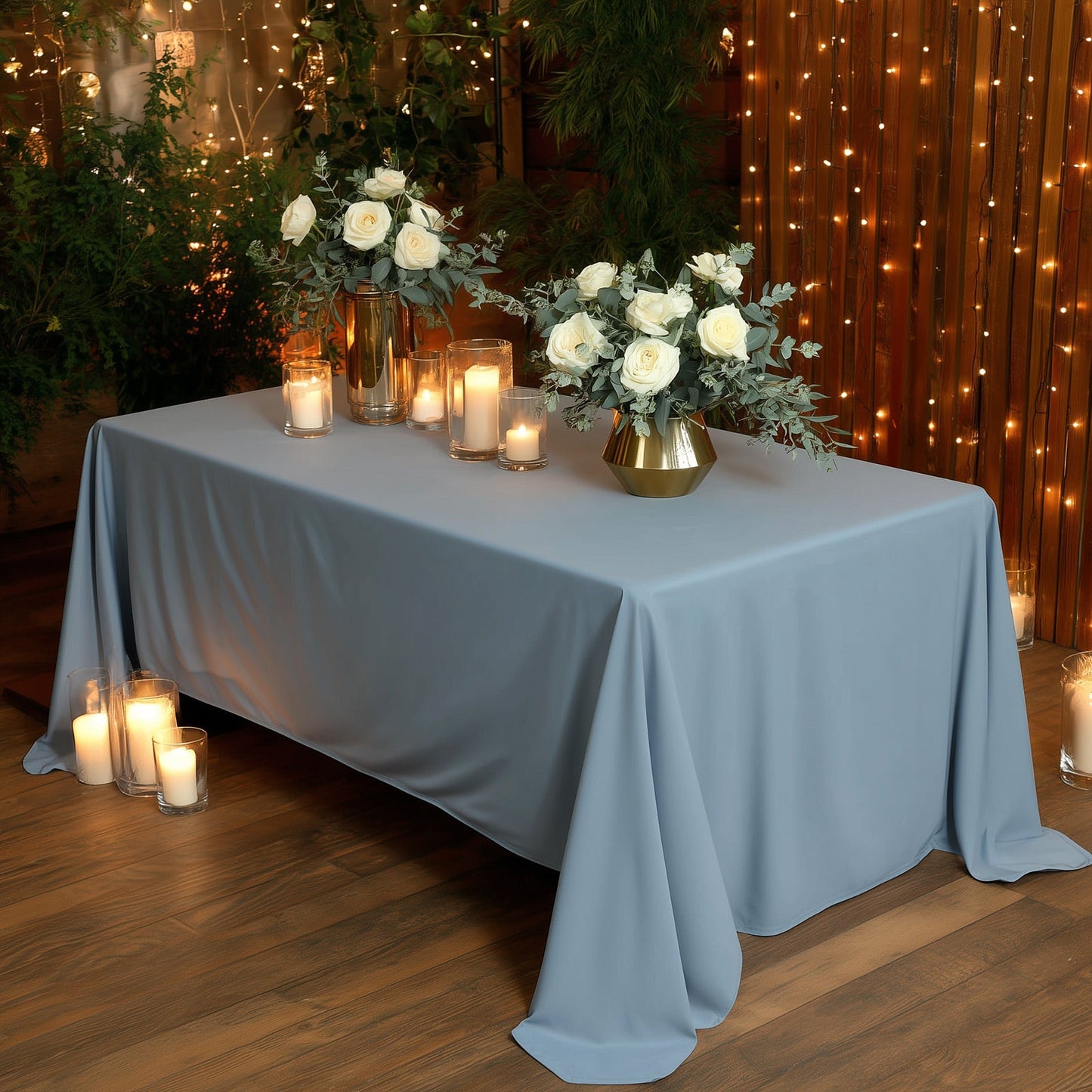 Scuba Rectangular 72"x120" Tablecloth Dusty Blue - Wrinkle Free & Stain Resistant Table Cover