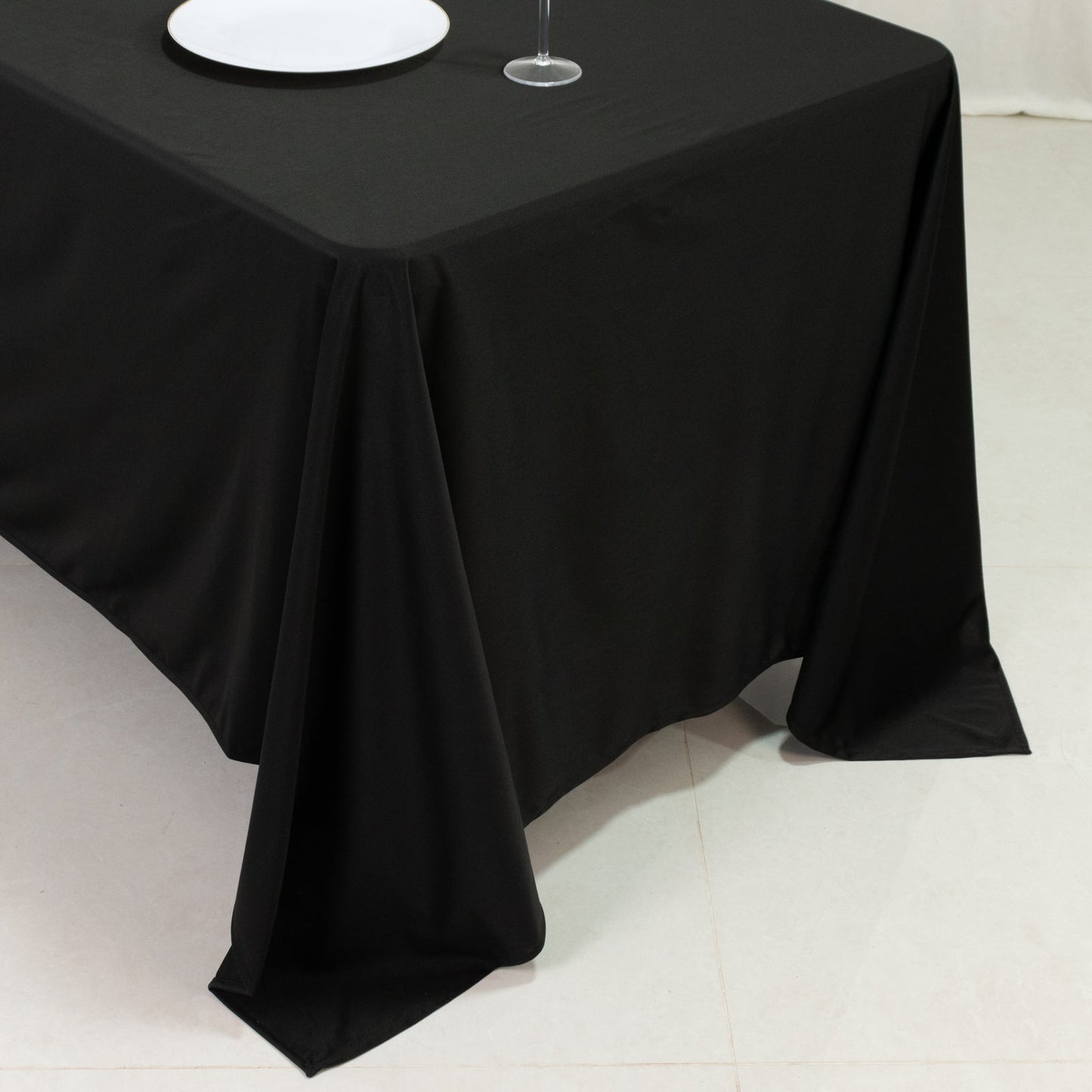 Scuba Rectangular 72"x120" Tablecloth Black - Wrinkle Free & Stain Resistant Table Cover