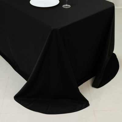 Scuba Rectangular 90"x132" Tablecloth Black with Rounded Corners â€“ Seamless, Wrinkle Free & Stain Resistant Table Cover
