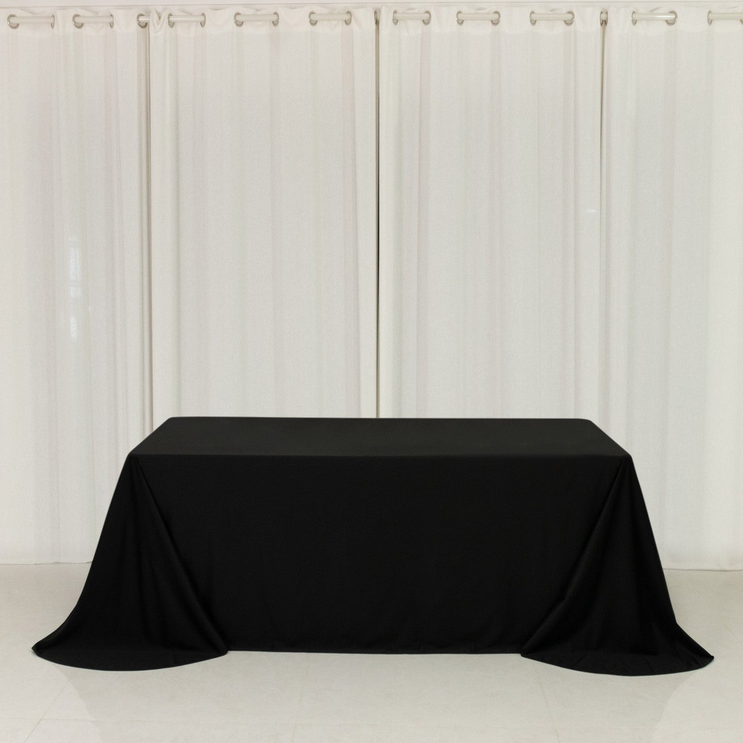 Scuba Rectangular 90"x132" Tablecloth Black with Rounded Corners â€“ Seamless, Wrinkle Free & Stain Resistant Table Cover