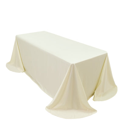 Scuba Rectangular 90"x132" Tablecloth Ivory with Rounded Corners â€“ Seamless, Wrinkle Free & Stain Resistant Table Cover