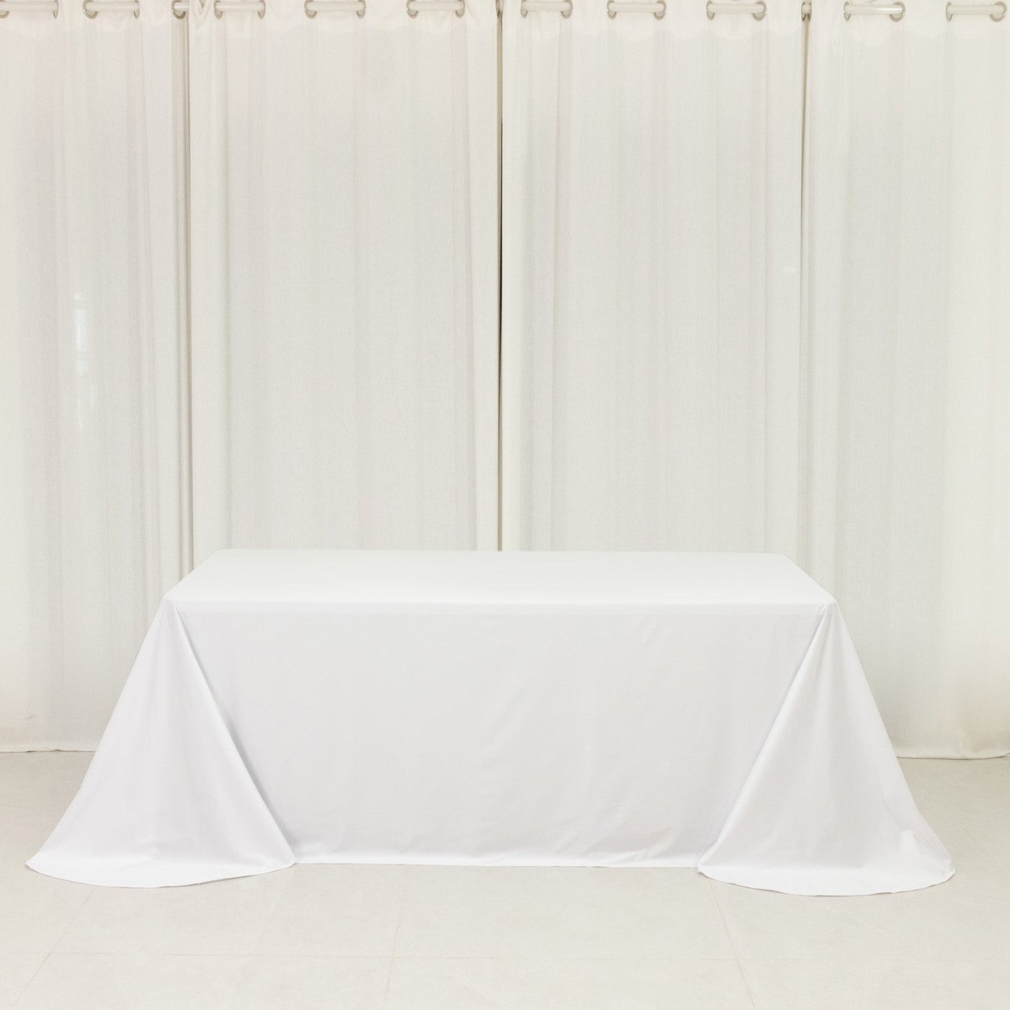Scuba Rectangular 90"x132" Tablecloth White with Rounded Corners â€“ Seamless, Wrinkle Free & Stain Resistant Table Cover