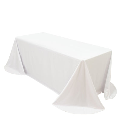 Scuba Rectangular 90"x132" Tablecloth White with Rounded Corners â€“ Seamless, Wrinkle Free & Stain Resistant Table Cover