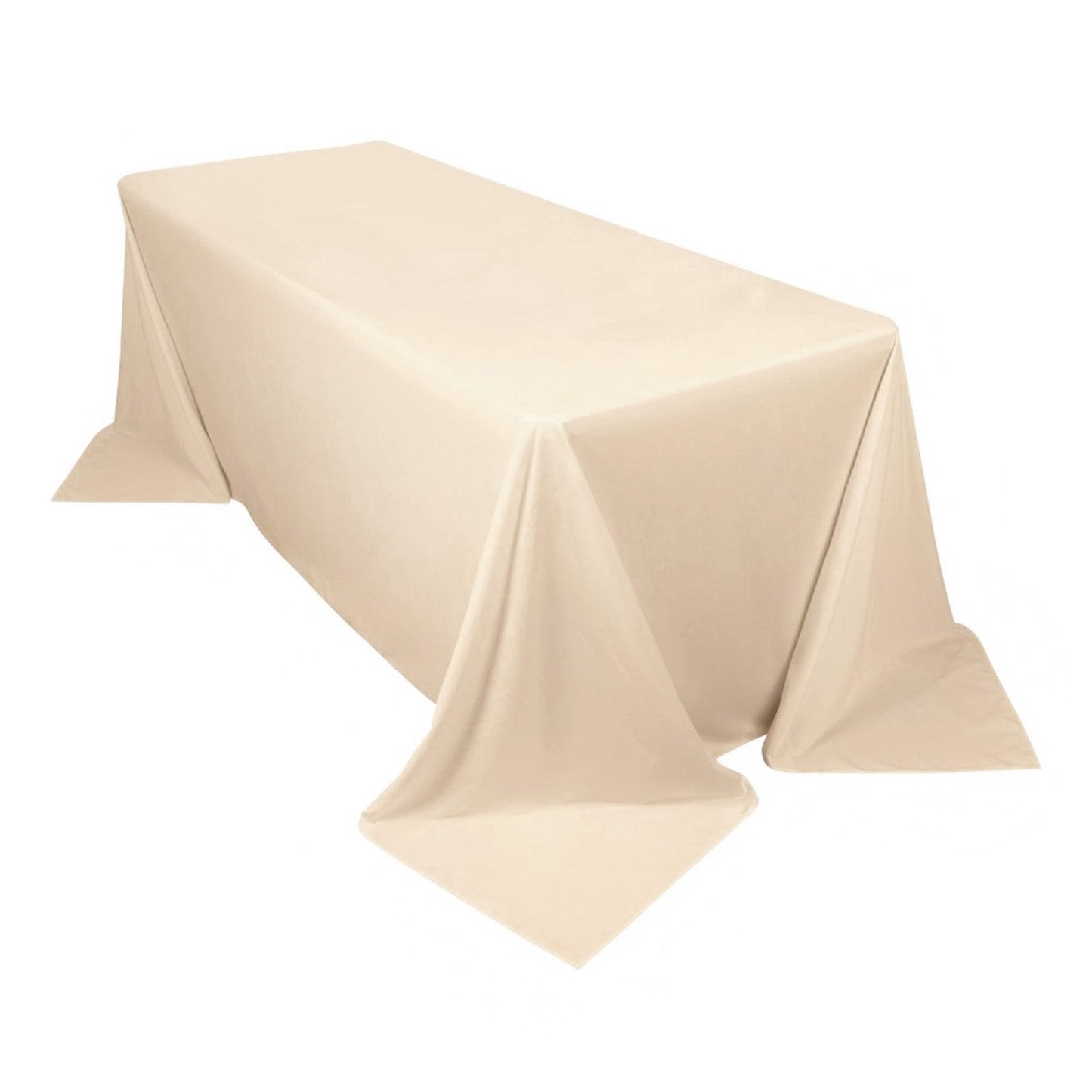 Scuba Rectangular 90"x132" Tablecloth Beige - Wrinkle Free, Stain Resistant & Seamless Table Cover