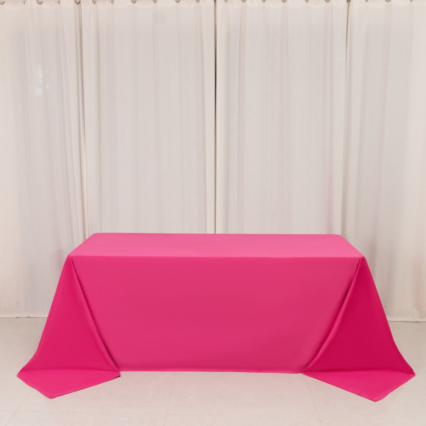 Scuba Rectangular 90"x132" Tablecloth Fuchsia - Wrinkle Free, Stain Resistant & Seamless Table Cover